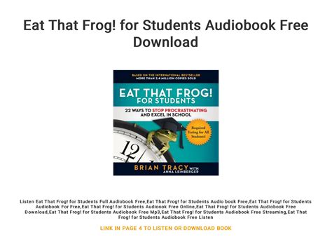 Eat That Frog! for Students Audiobook Free Download by AverieSkyla - Issuu