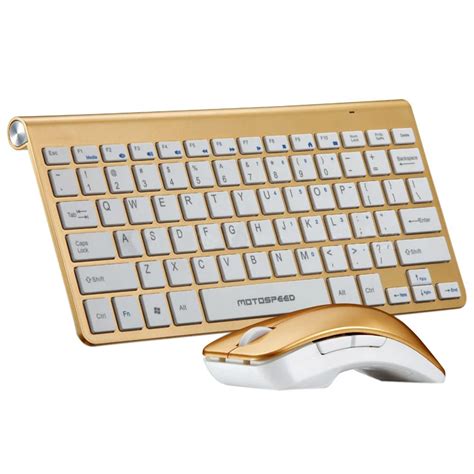 Gold PC 2.4G Wireless Keyboard and optical Mouse USB Dongle Combo Set Kit 1W5A-in Keyboard Mouse ...