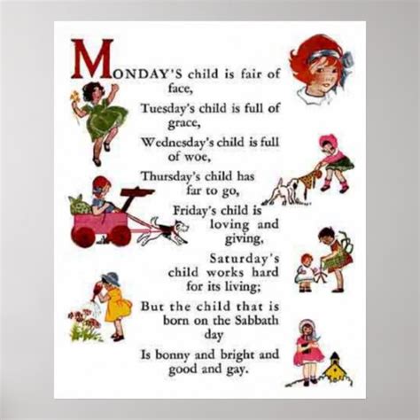 Monday's Child Poem Poster | Zazzle