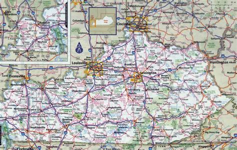 Large detailed roads and highways map of Kentucky state with all cities | Kentucky state | USA ...