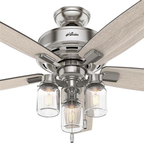 Hunter Lincoln 52-in Brushed Nickel LED Indoor Ceiling Fan with Light Kit (5-Blade) Lowes.com ...