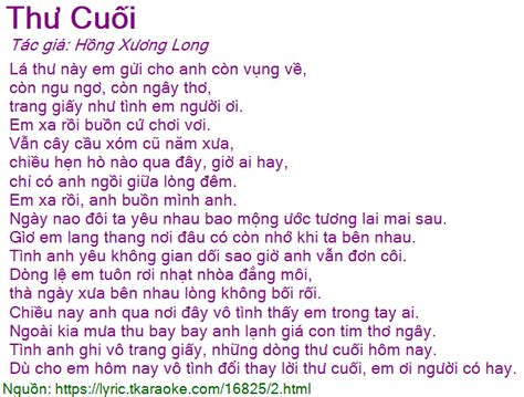 Loi bai hat Thu Cuoi (Hong Xuong Long) [co nhac nghe]