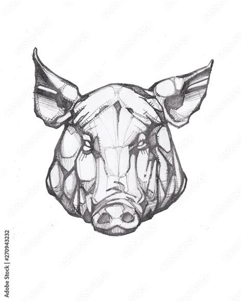 Pig head pencil sketch drawing Stock Illustration | Adobe Stock