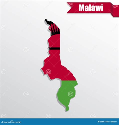 Malawi Map with Flag Inside and Ribbon Stock Vector - Illustration of people, location: 85691804