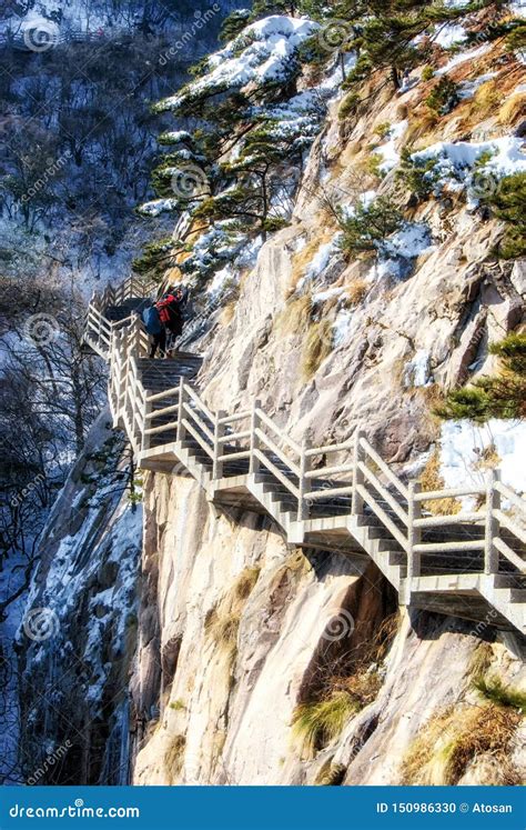 Huangshan mountains stairs stock photo. Image of city - 150986330