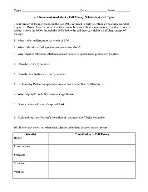 Cell Theory Timeline Worksheet - Printable Calendars AT A GLANCE