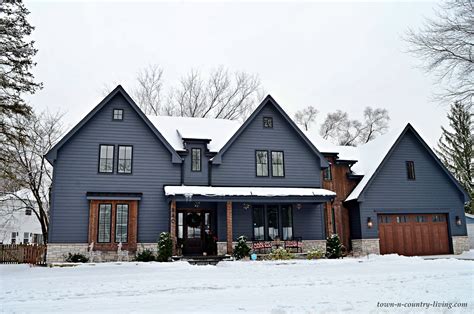 Beautiful Blue and Gray Custom Homes in the Snow - Town & Country Living