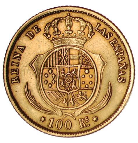 Spanish Gold Coins 100 Reales Gold Coin of 1860 Queen Isabella II of Spain|World Banknotes ...