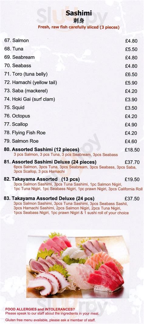 Takayama menù, Ipswich - Main Menu | Sluurpy