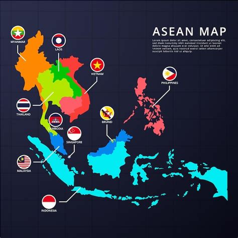 Free Vector | Asean map infographics