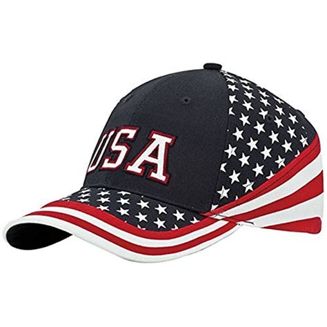 MG - Red White & Blue Cotton Twill Stars & Stripes USA Flag Baseball Cap Hat NEW - Walmart.com ...