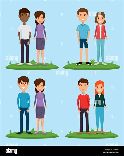 couple friends happy characters Stock Vector Image & Art - Alamy