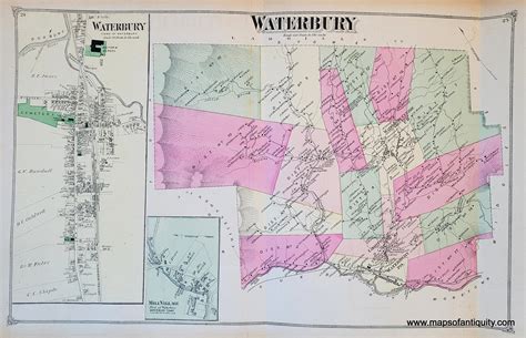 1873 - Waterbury (VT) with villages of Middlesex, Marshfield, Calais, – Maps of Antiquity