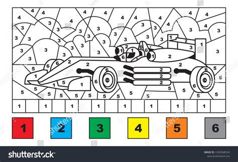 Race Car Color By Number Educational: เวกเตอร์สต็อก (ปลอดค่าลิขสิทธิ์ ...