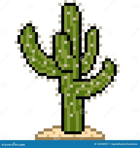 Vector pixel art cactus stock vector. Illustration of cartoon - 102308927