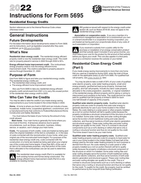 Download Instructions for IRS Form 5695 Residential Energy Credits PDF, 2022 | Templateroller