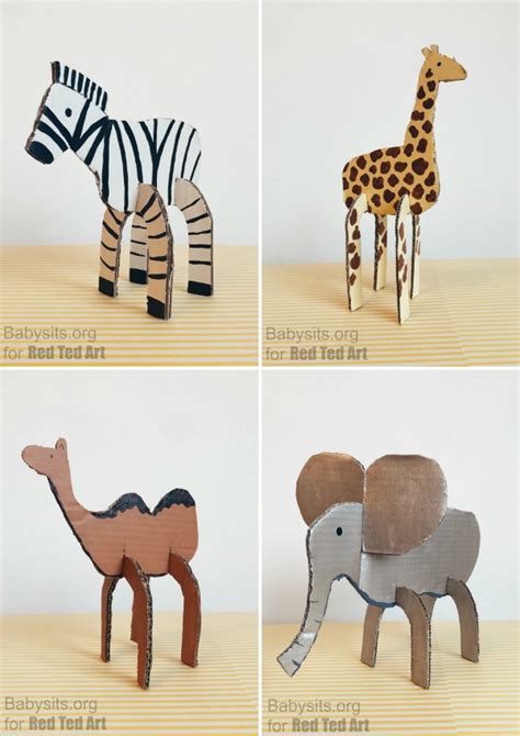 Easy Cardboard Animal Toys - Red Ted Art - Kids Crafts