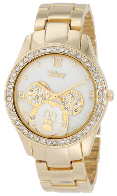 Disney Women's MK2127 Mickey Mouse Rhinestone Accent Gold-Tone Bracelet ...