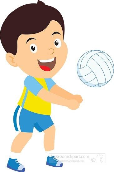 Volleyball Clipart-young happy boy playing volleyball clipart