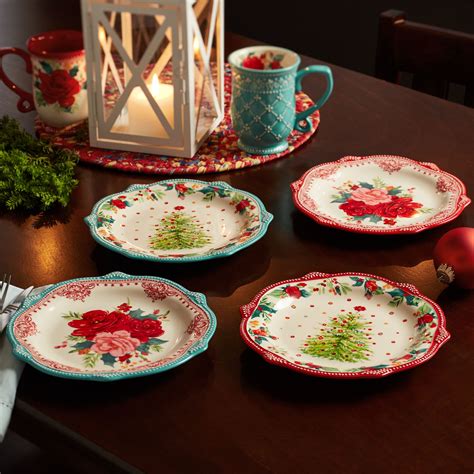 The Pioneer Woman Holiday Medley Assorted 8.5-Inch Salad Plate, Set of ...