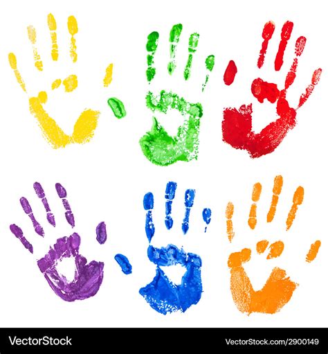 Isolated multicolored paint hand prints Royalty Free Vector