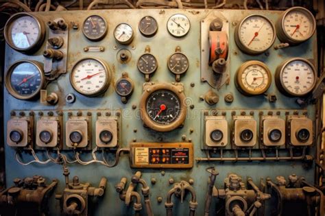 Close-up of Submarine Control Panel with Buttons and Dials Stock Image - Image of instrument ...