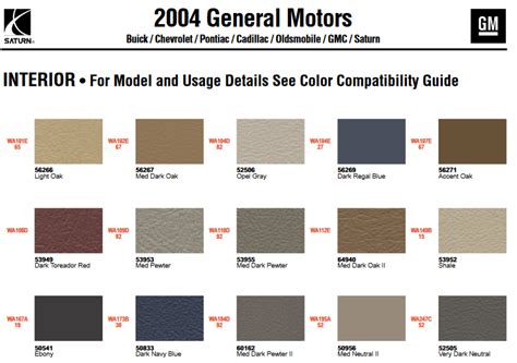 Gm Interior Paint Codes Color Charts