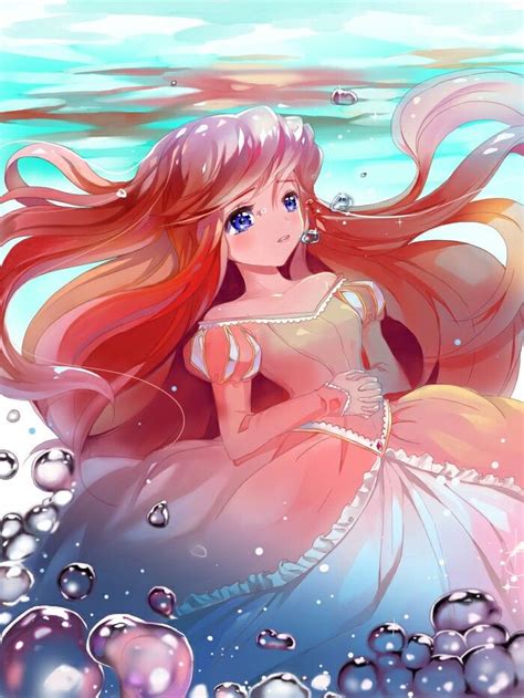 Ariel in anime style | Принцессы диснея, Русалочка, Дисней