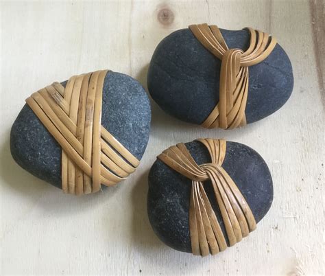 Japanese basketry knots - first attempts! Stone Crafts, Rock Crafts, Arts And Crafts, Stone ...