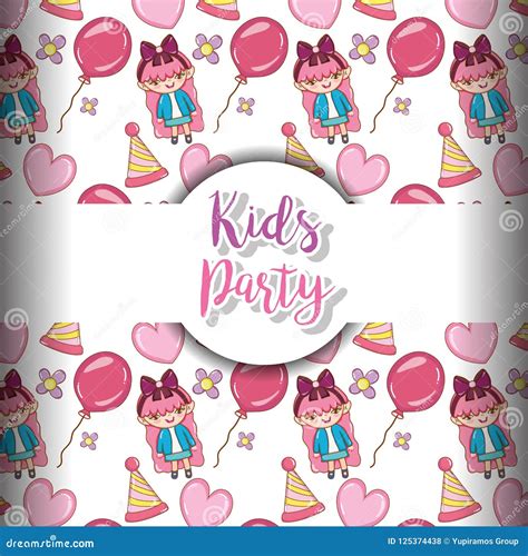 Kids party background stock vector. Illustration of childhood - 125374438