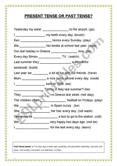 Present or Past Tense? - ESL worksheet by Tesa83