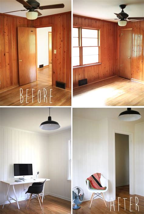 Before After | Paneling makeover, Wood paneling makeover, Painting wood paneling