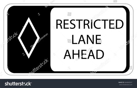 Restricted Lane Ahead Sign Isolated On Stock Vector (Royalty Free ...