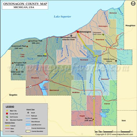 Ontonagon County Map, Michigan