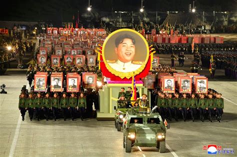 Military parade at Kim Il-sung Square in Pyongyang on the night of July ...