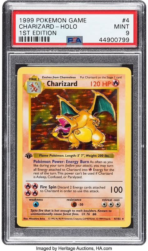 Rare First Edition Base Set Charizard Pokémon Card On Auction