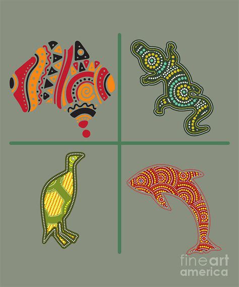 Aboriginal Australian dot art animals Digital Art by Der Faun