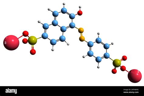 3D image of Sunset yellow FCF skeletal formula - molecular chemical ...