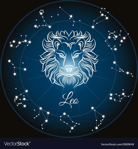 Zodiac sign leo and circle constellations. Vector illustration ...