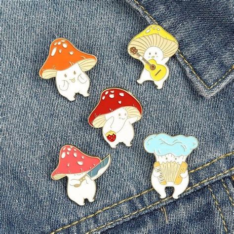 Funny Mushroom Enamel Pin Musical Mushroom Pin Knife - Etsy Plant ...