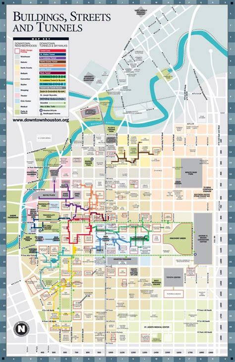 Houston tunnel map - Downtown Houston tunnel map (Texas - USA)