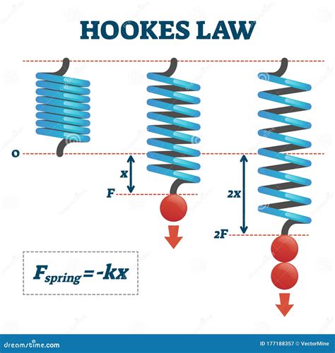 Hookes Law Vector Illustration. Physics Extend Spring Force Explanation Scheme Stock Vector ...