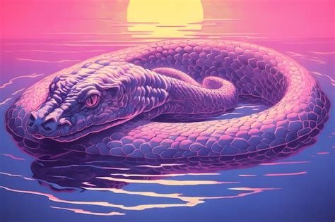 Premium AI Image | Endangered viper crawls along over the river water