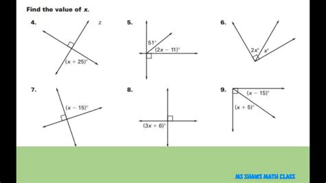 Find the value of x. Perpendicular Lines. Complimentary Angles - YouTube