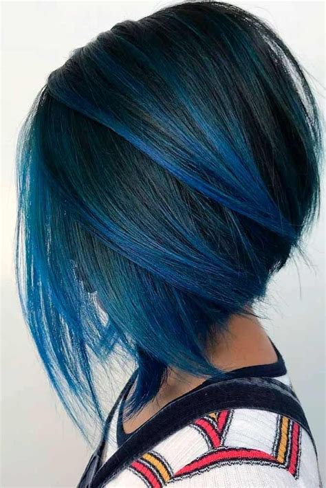 Bob haircut with blue highlights | Undercut Bob Hairstyles | Blue hair, Bob cut, Bob Hairstyles