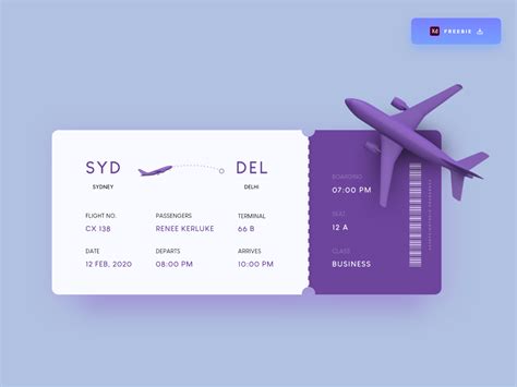 Daily UI Challenge 086/100 -Boarding Pass design - (Freebie) by Ankur Tripathi on Dribbble