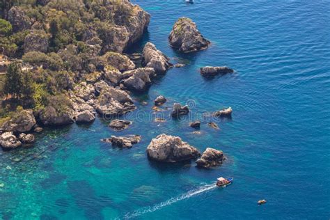 Aerial View of Island and Isola Bella Beach and Blue Ocean Water Editorial Photo - Image of ...