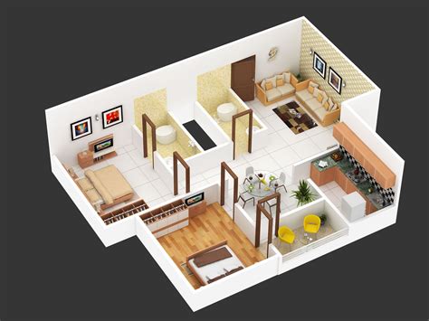 2bhk 3d House Design Images - HOME DESIGN