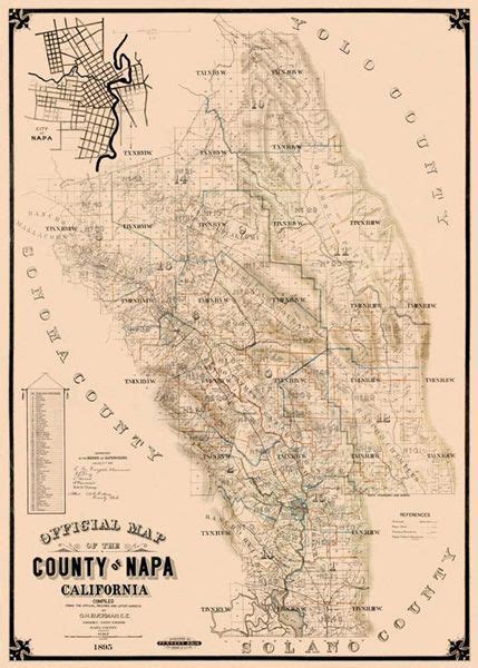 Old County Maps Napa City County California CA Landowner Map 1895 | eBay | Napa california ...