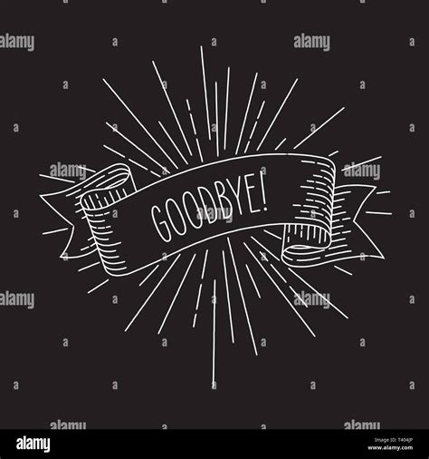 Goodbye banner. Ribbon banner design element in vintage look with word goodbye, engraving style ...